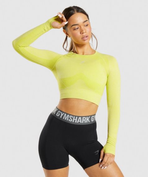 Przycięte Topy Gymshark Flex Sports Long Sleeve Damskie Żółte | PL 146DSX